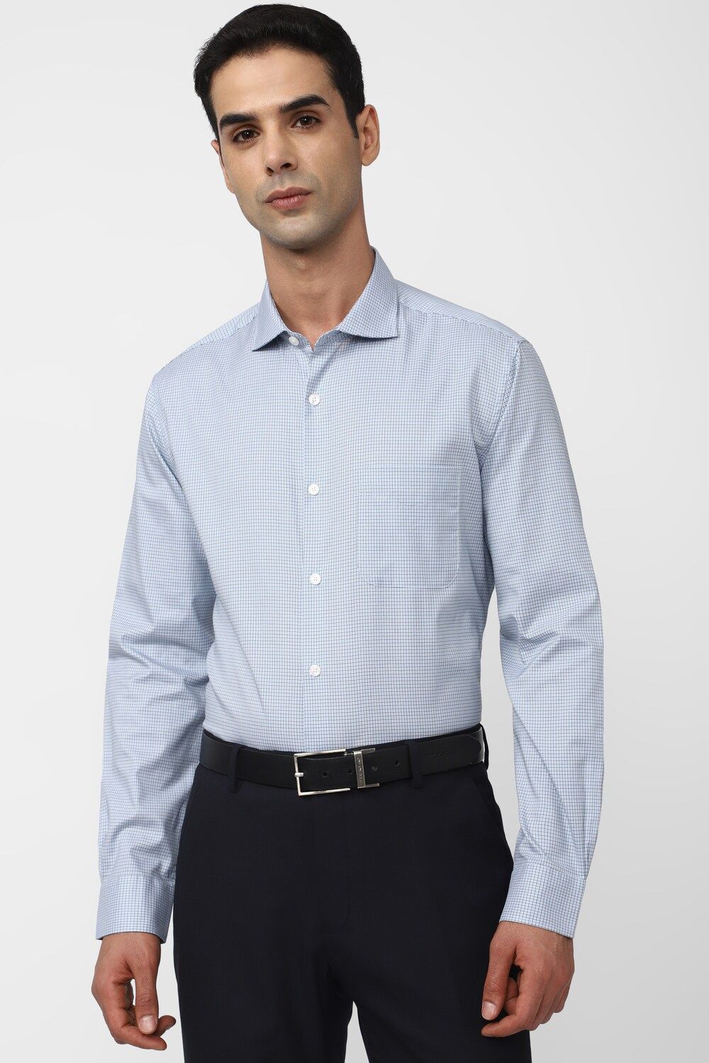 Men Blue Slim Fit Formal Full Sleeves Formal Shirt