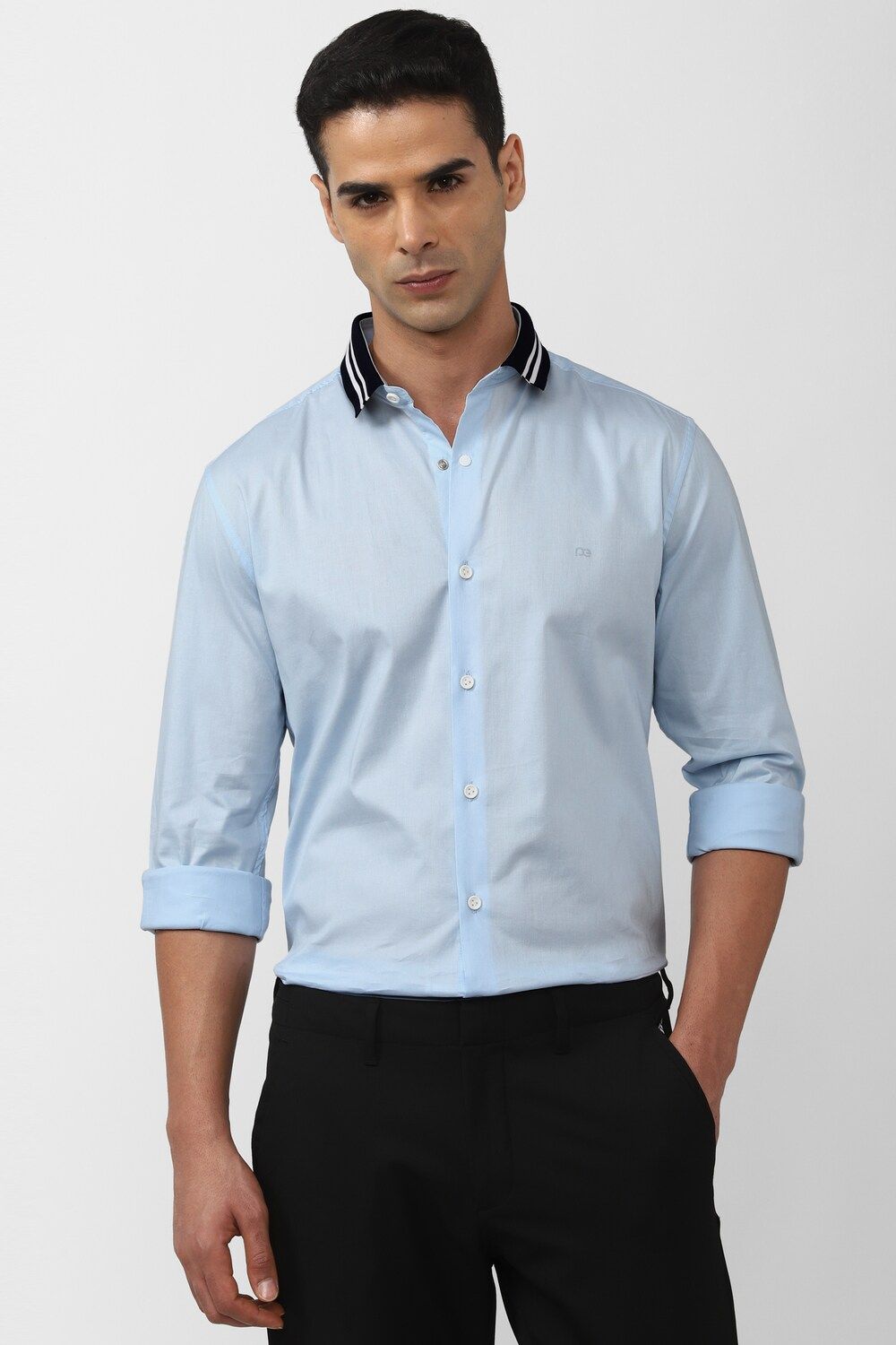 Men Light Blue Super Slim Fit Formal Full Sleeves Formal Shirt