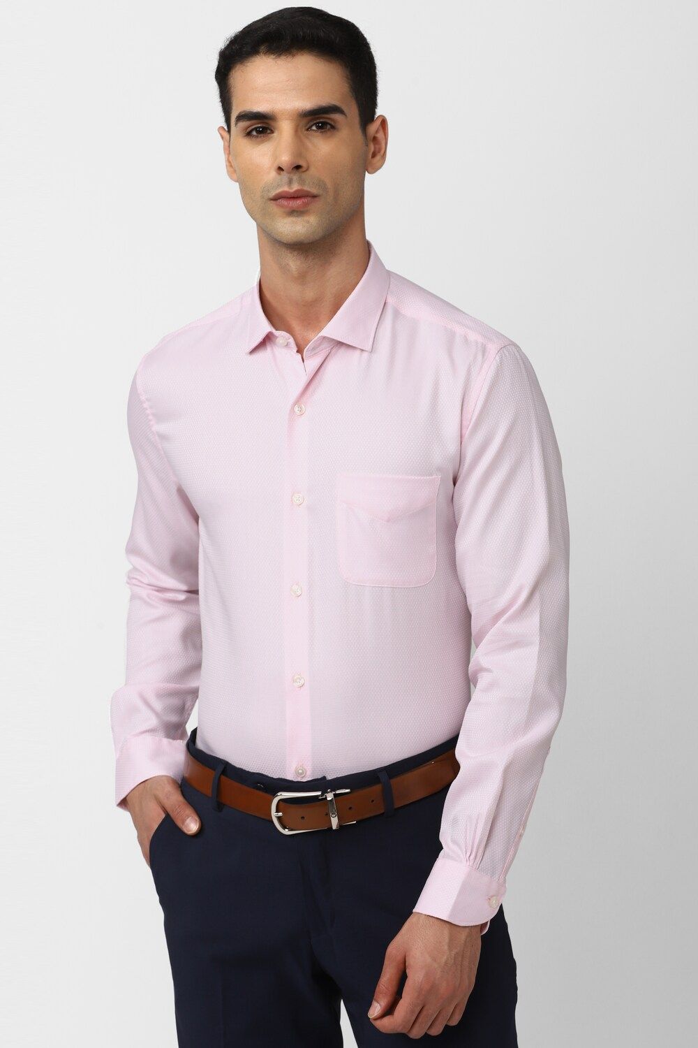 Men Pink Slim Fit Formal Full Sleeves Formal Shirt