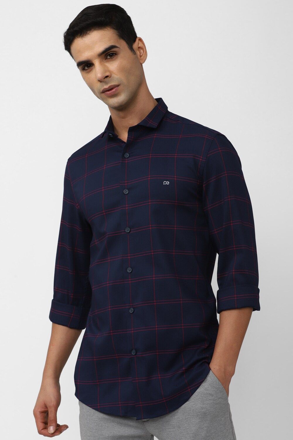 Men Navy Super Slim Fit Formal Full Sleeves Formal Shirt