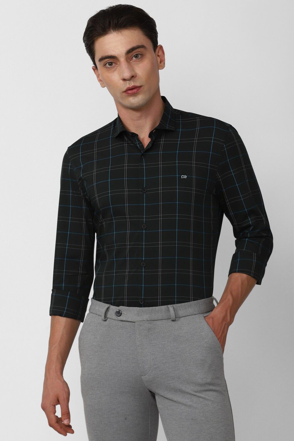 Men Black Super Slim Fit Formal Full Sleeves Formal Shirt