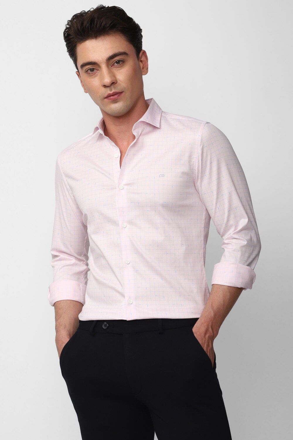 Men Pink Super Slim Fit Formal Full Sleeves Formal Shirt