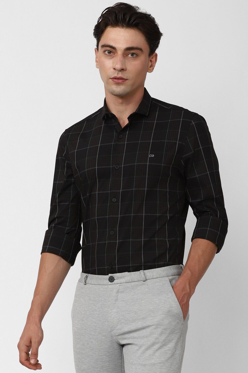 Men Black Super Slim Fit Formal Full Sleeves Formal Shirt