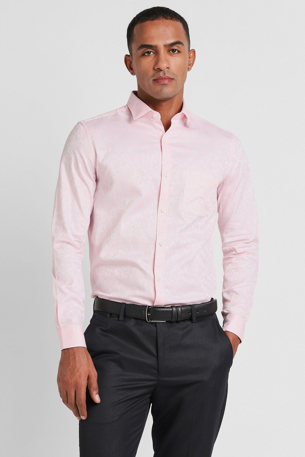 Men Pink Slim Fit Formal Full Sleeves Formal Shirt
