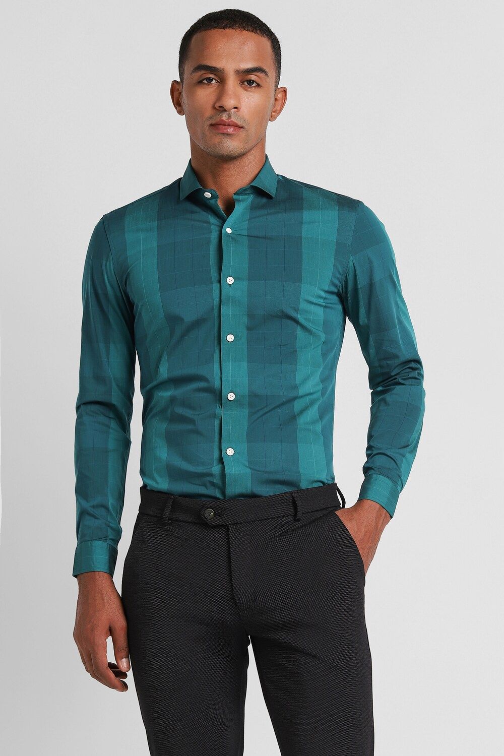 Men Navy Super Slim Fit Formal Full Sleeves Formal Shirt
