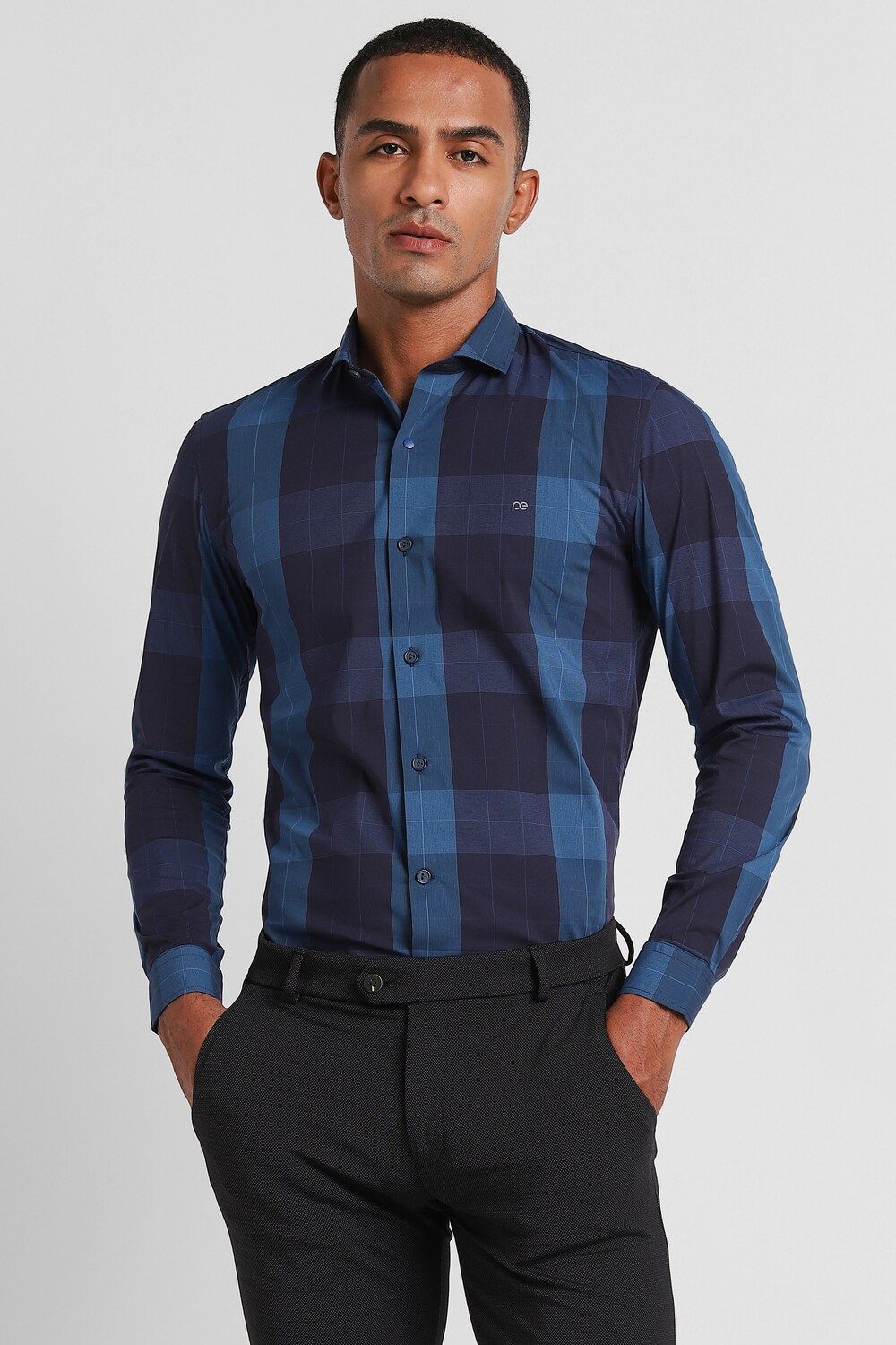 Men Navy Super Slim Fit Formal Full Sleeves Formal Shirt