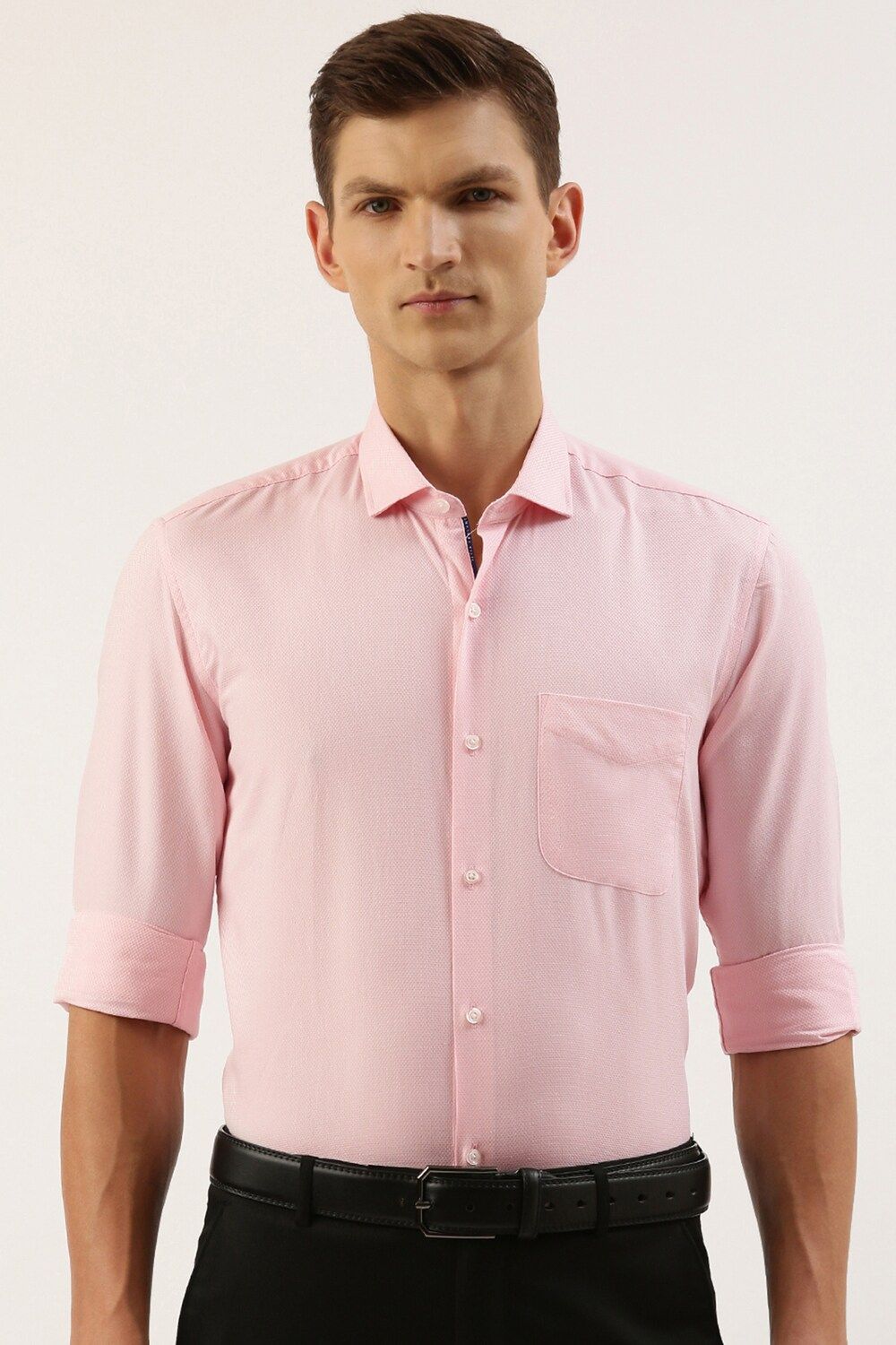 Men Pink Regular Fit Formal Full Sleeves Formal Shirt
