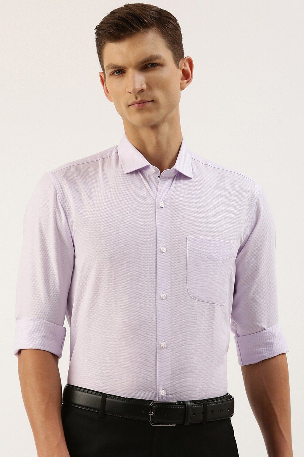 Men Purple Regular Fit Formal Full Sleeves Formal Shirt