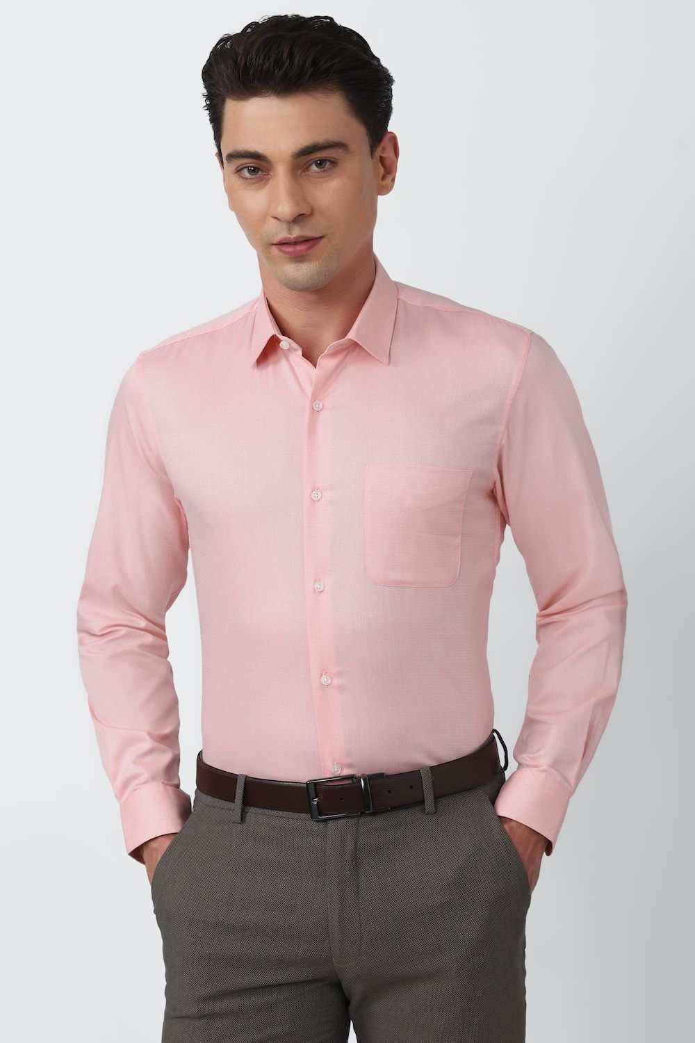 Men Pink Slim Fit Formal Full Sleeves Formal Shirt