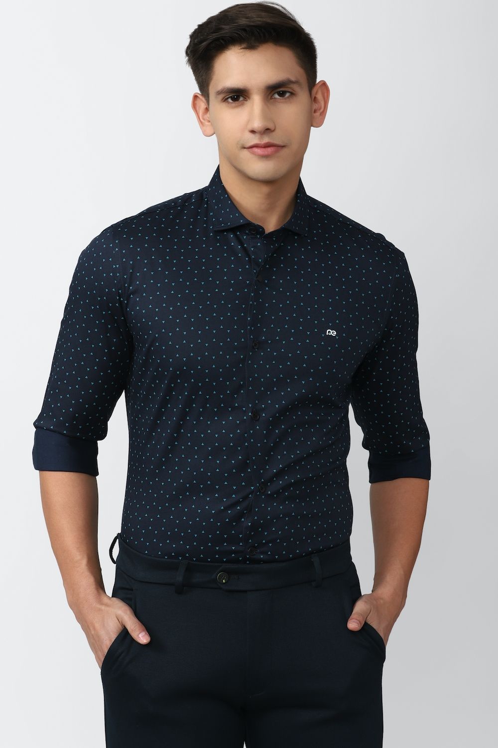 Men Navy Super Slim Fit Formal Full Sleeves Formal Shirt