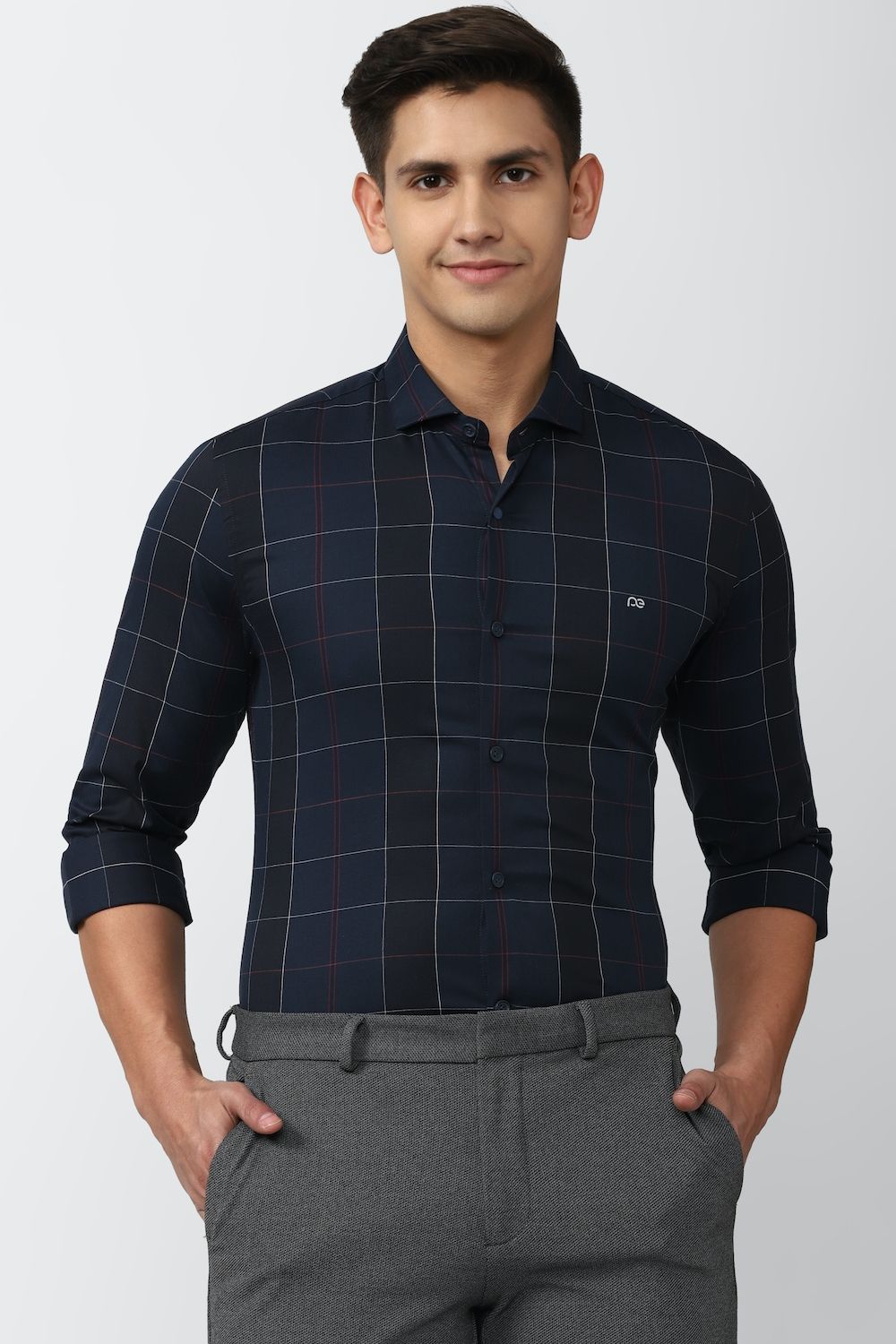 Men Navy Super Slim Fit Formal Full Sleeves Formal Shirt