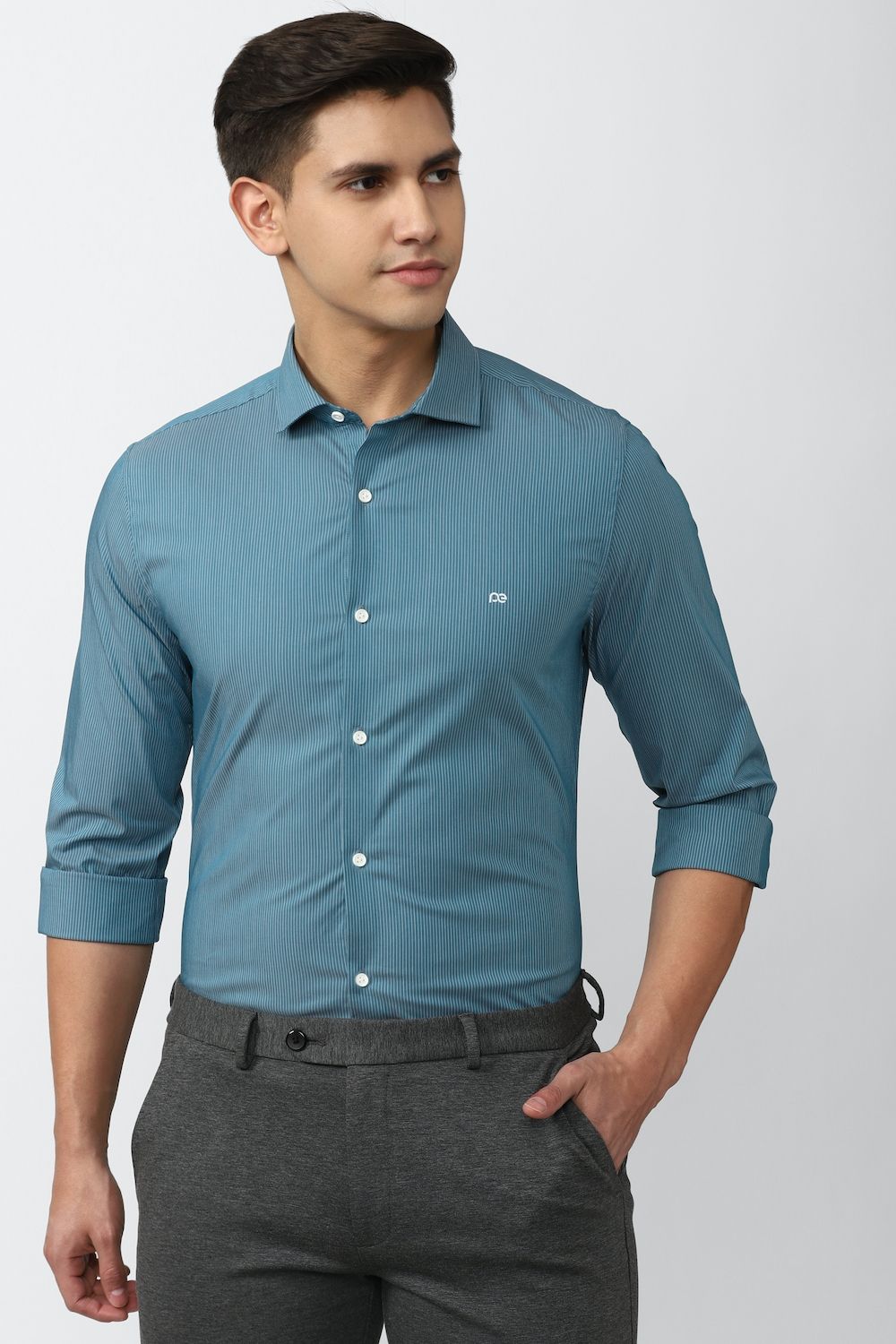 Men Blue Super Slim Fit Formal Full Sleeves Formal Shirt