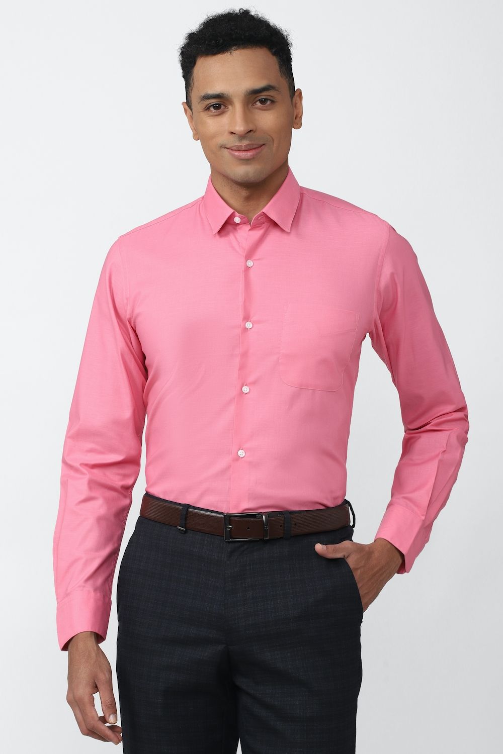 Men Pink Slim Fit Formal Full Sleeves Formal Shirt