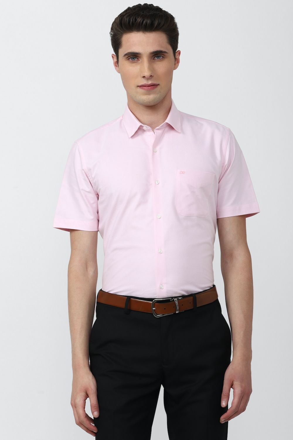 Men Pink Regular Fit Formal Half Sleeves Formal Shirt