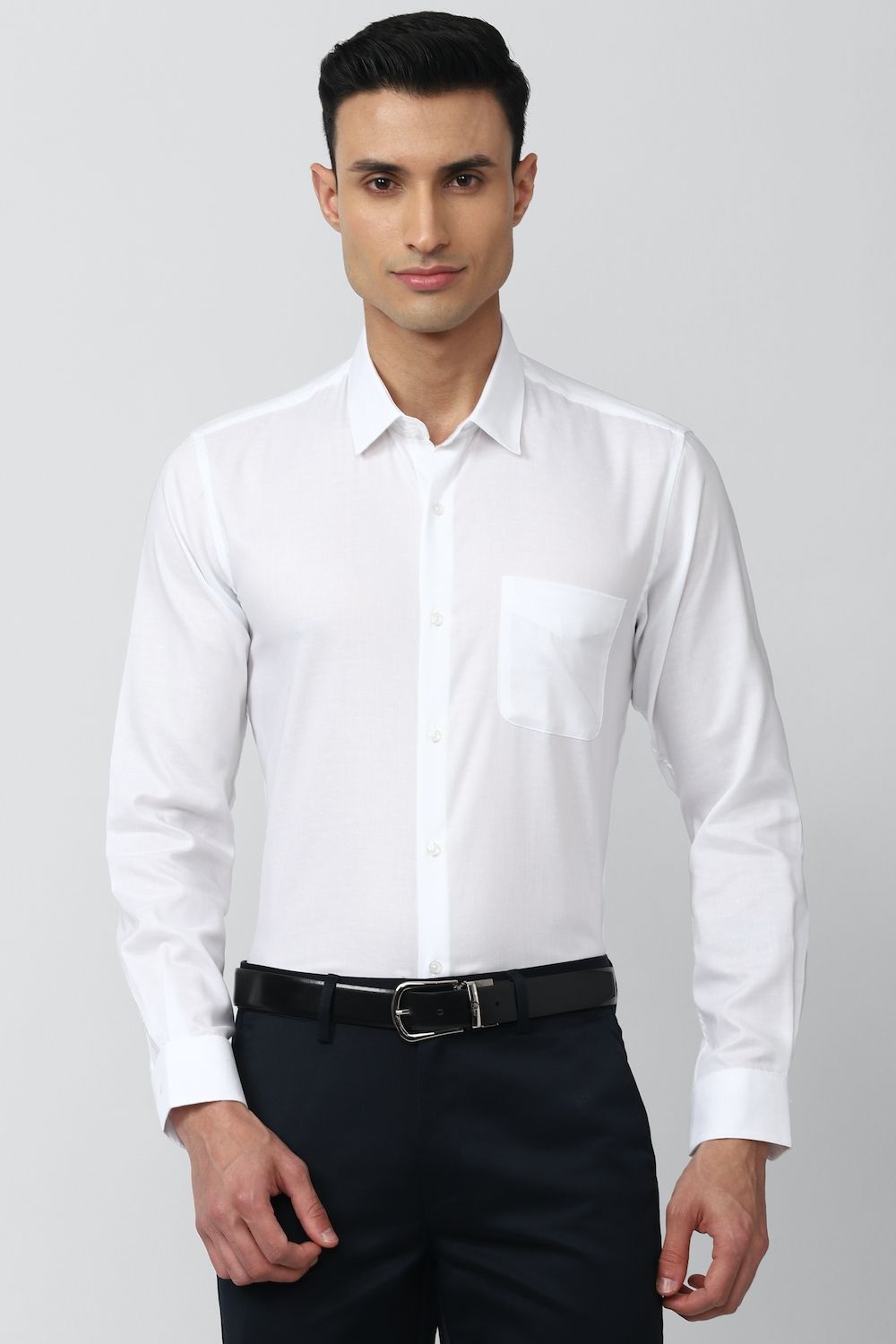 Men White Regular Fit Formal Full Sleeves Formal Shirt