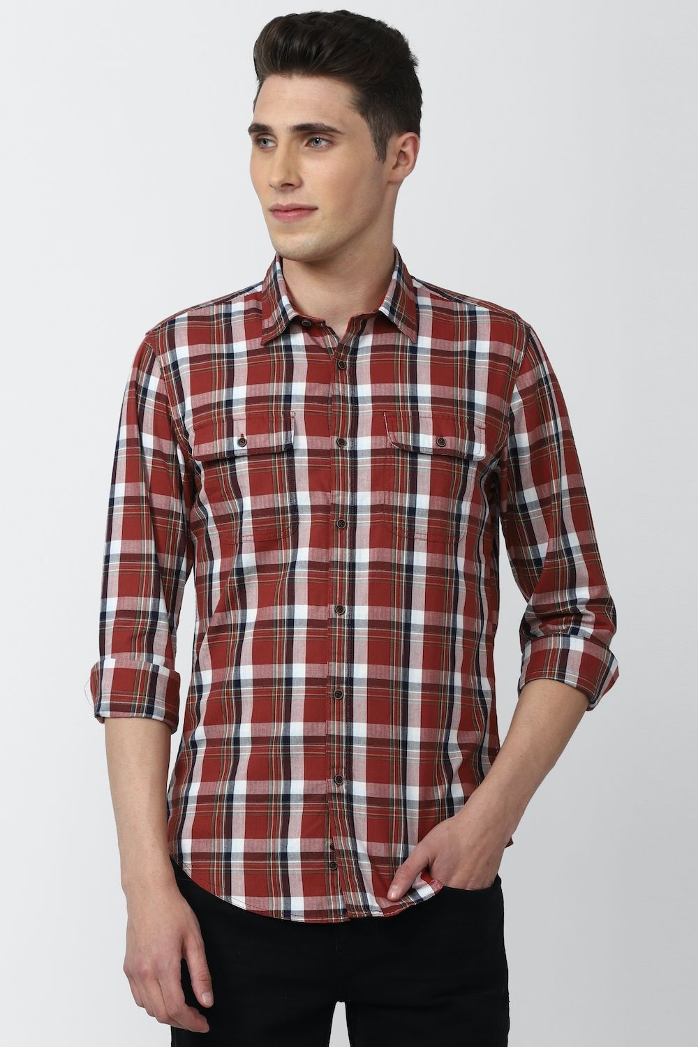 Men Multi Super Slim Fit Check Full Sleeves Casual Shirt