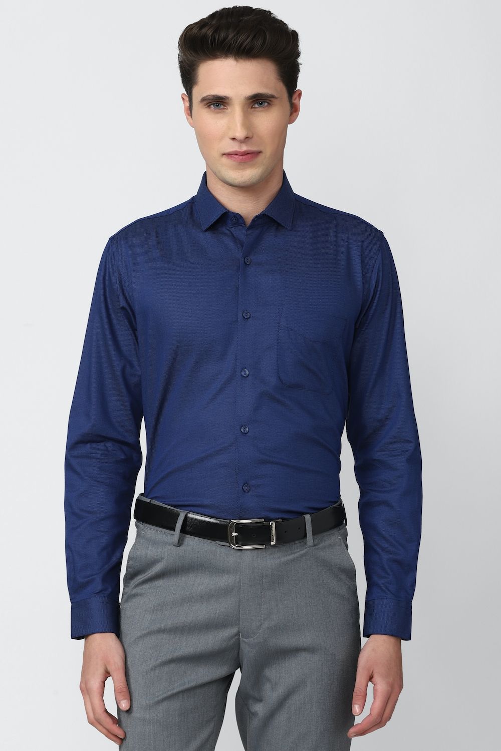 Men Blue Regular Fit Formal Full Sleeves Formal Shirt