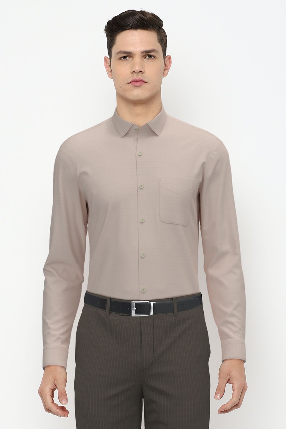 Men Cream Regular Fit Formal Full Sleeves Formal Shirt