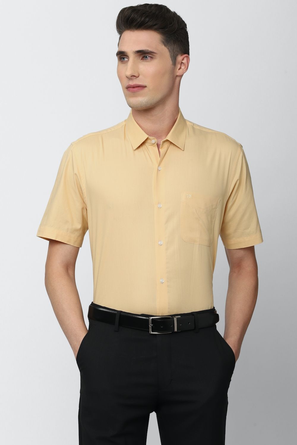 Men Orange Regular Fit Formal Half Sleeves Formal Shirt