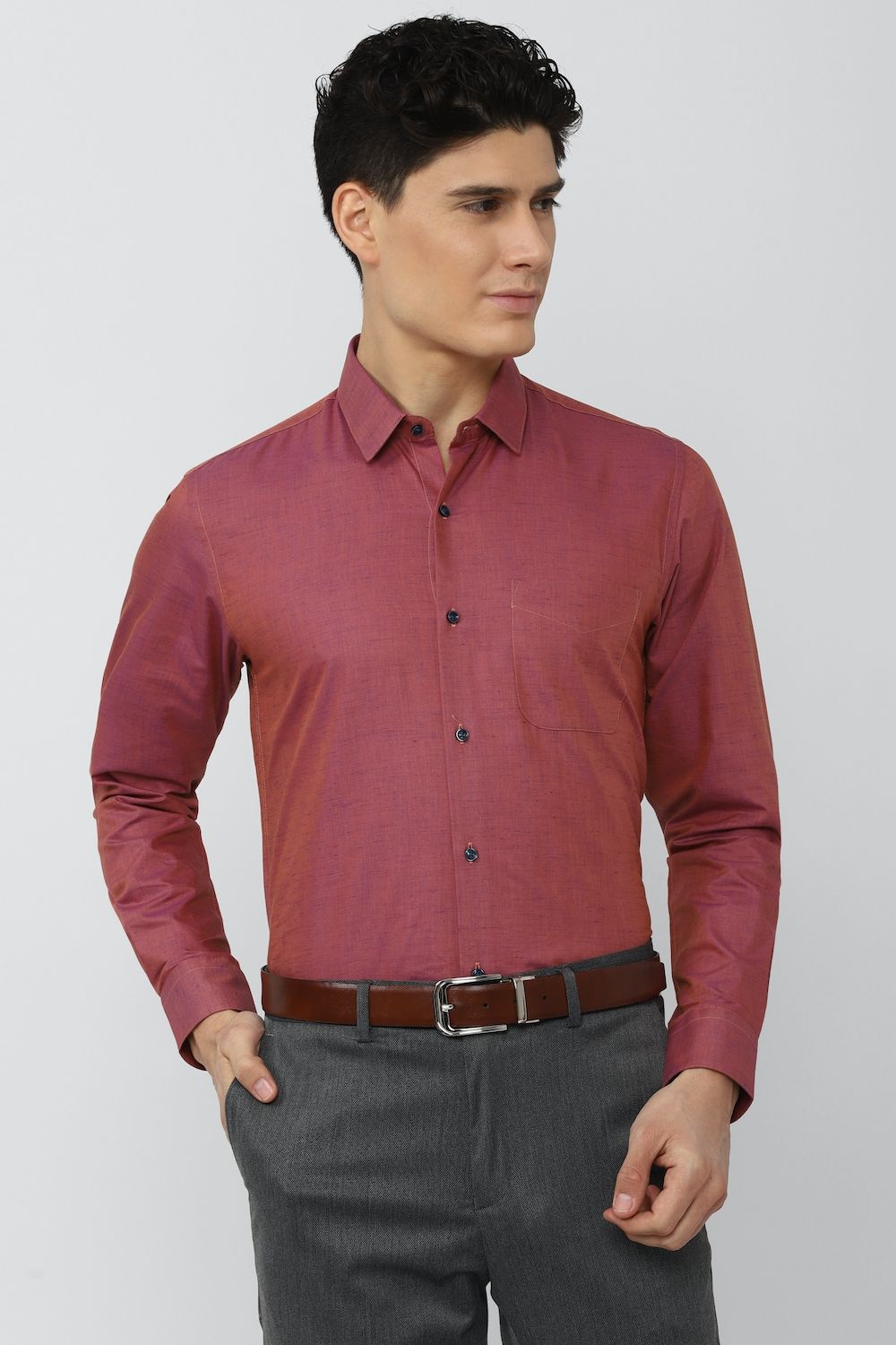 Men Pink Slim Fit Formal Full Sleeves Formal Shirt