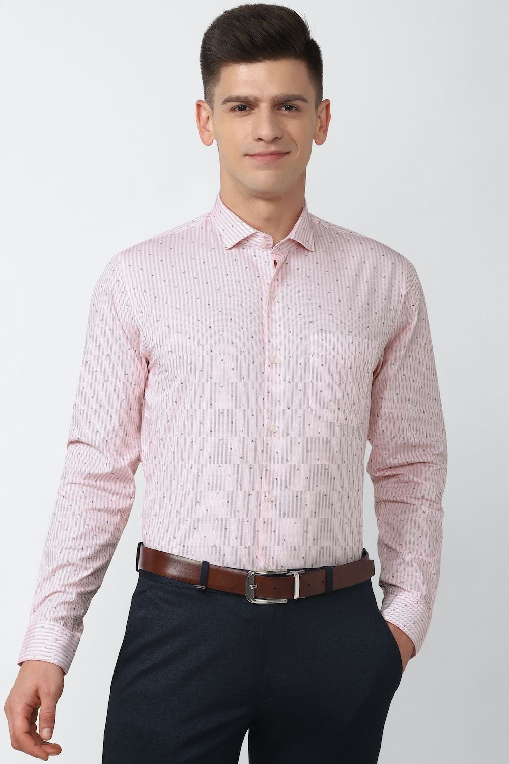 Men Pink Slim Fit Formal Full Sleeves Formal Shirt