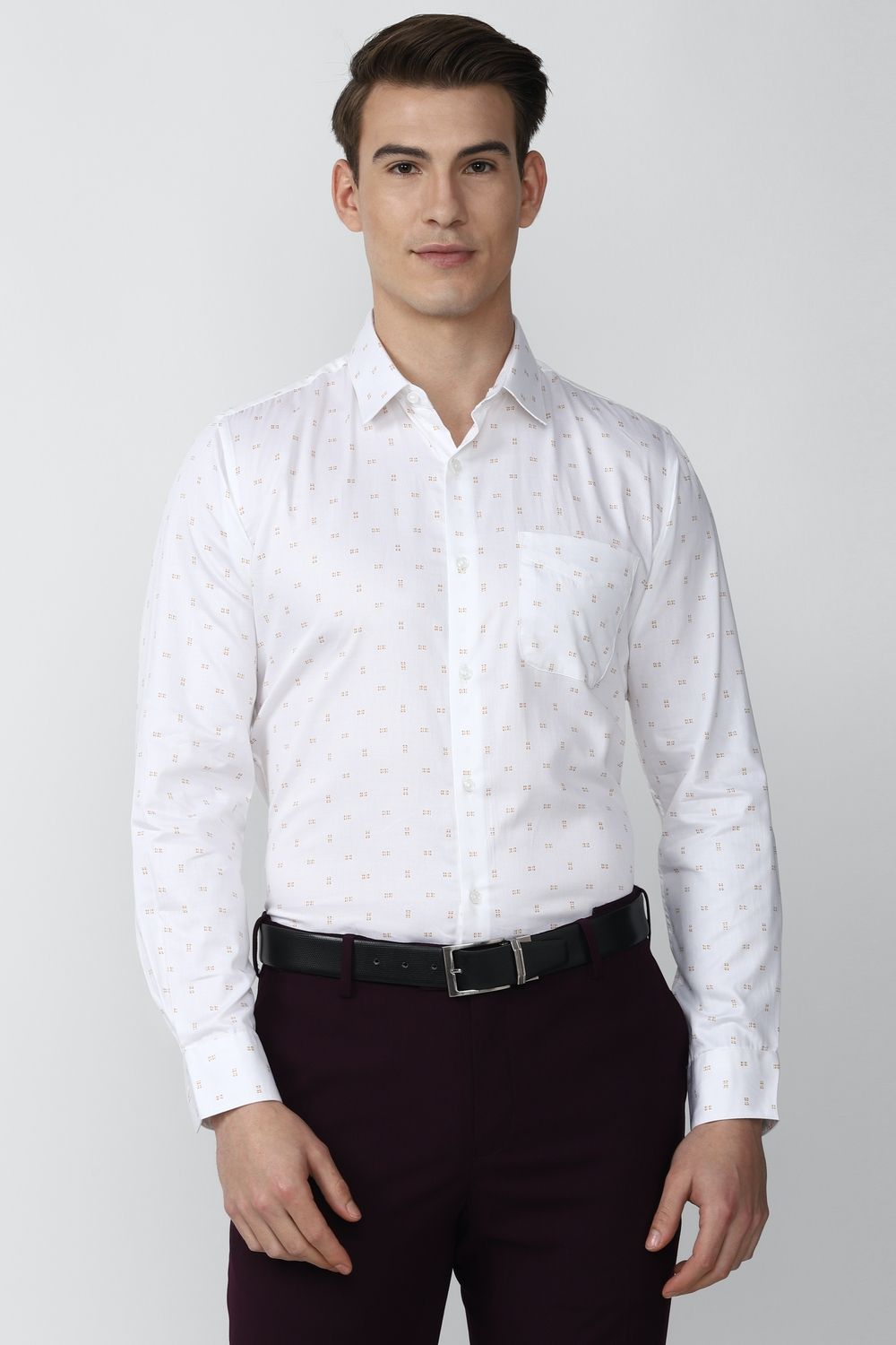 Men White Slim Fit Formal Full Sleeves Formal Shirt