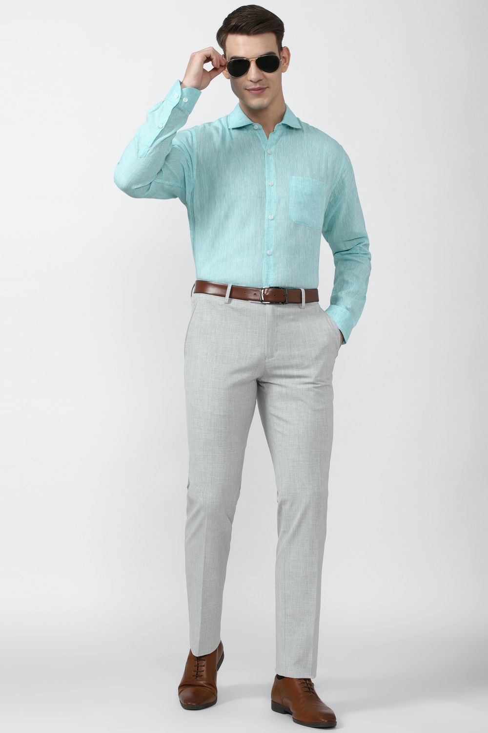 Men Blue Regular Fit Formal Full Sleeves Formal Shirt