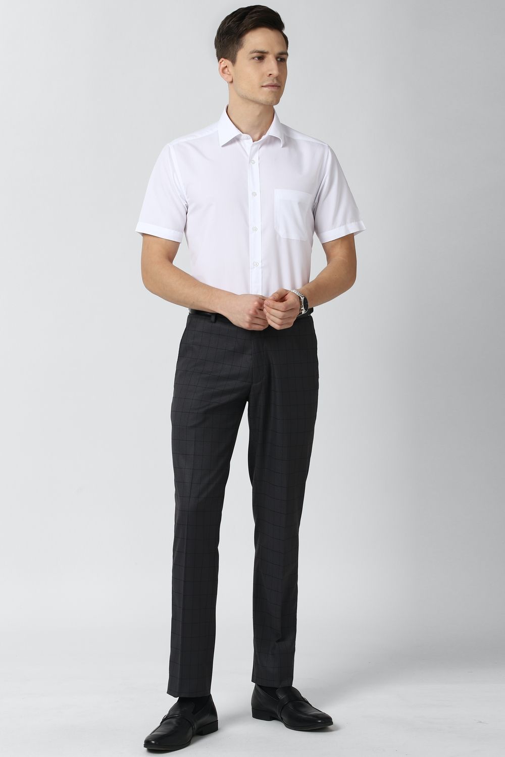 Men White Regular Fit Formal Half Sleeves Formal Shirt