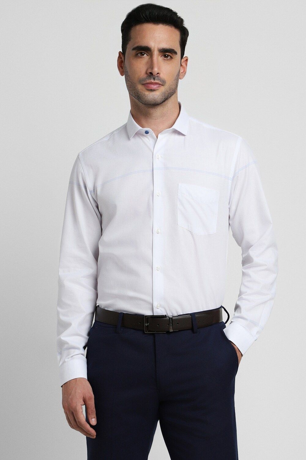 Men White Slim Fit Formal Full Sleeves Formal Shirt