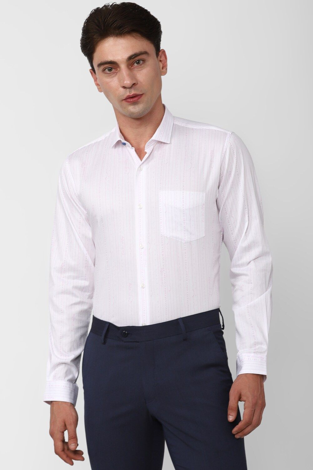 Men White Slim Fit Formal Full Sleeves Formal Shirt