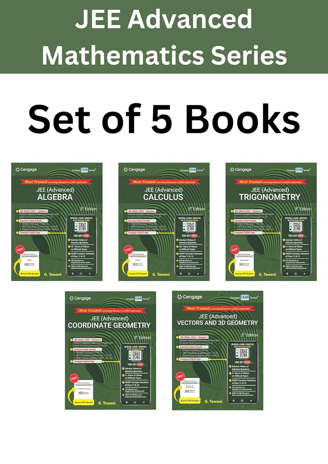 Mathematics Combo for JEE Advanced: Algebra + Calculus + Coordinate Geometry + Trigonometry + Vectors and 3D Geometry Set of 5 Books with Free Online Assessments & Digital Content