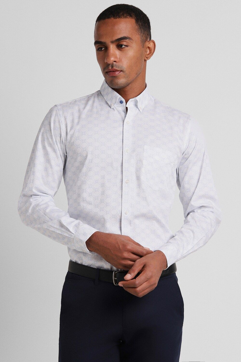 Men White Slim Fit Formal Full Sleeves Formal Shirt