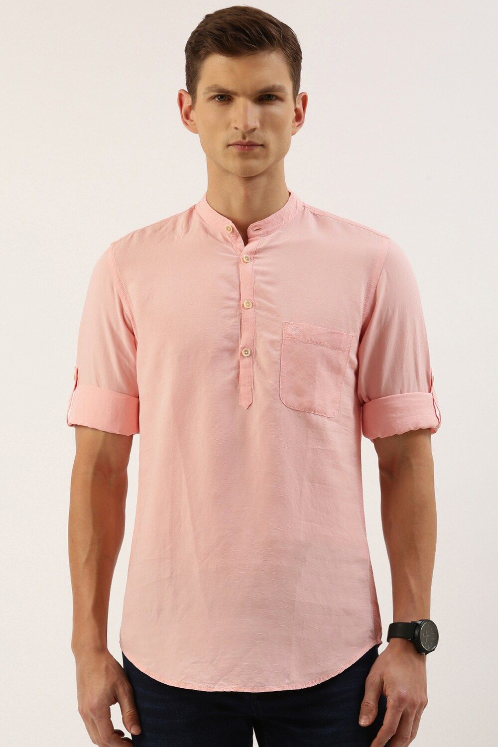 Men Pink Slim Fit Solid Full Sleeves Casual Shirt