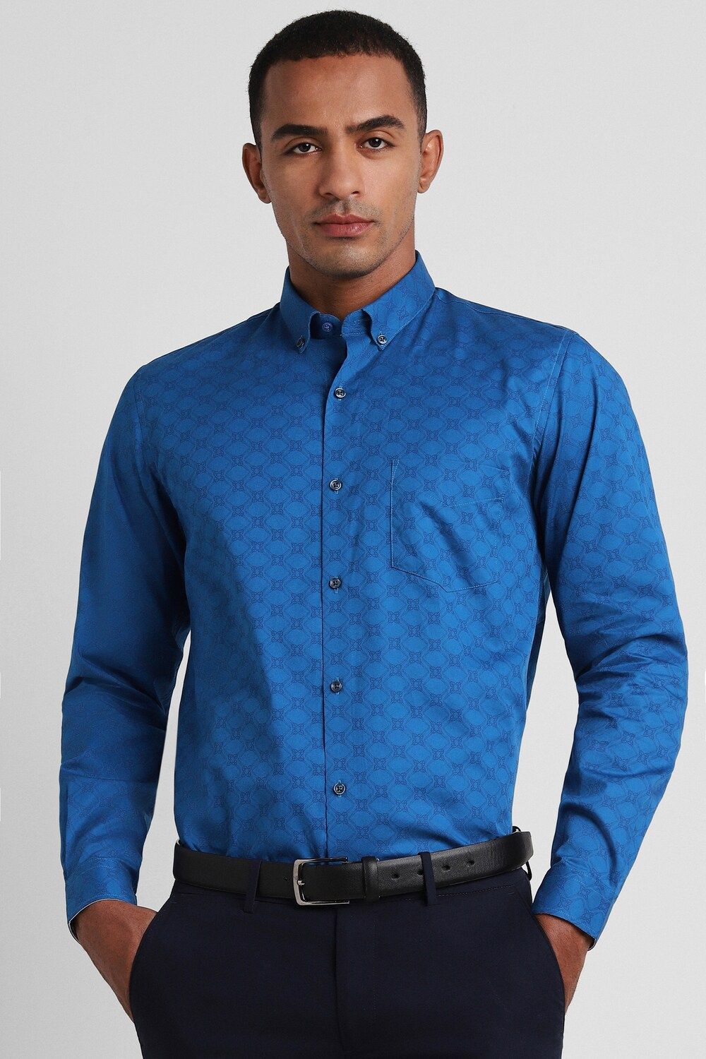 Men Blue Slim Fit Formal Full Sleeves Formal Shirt