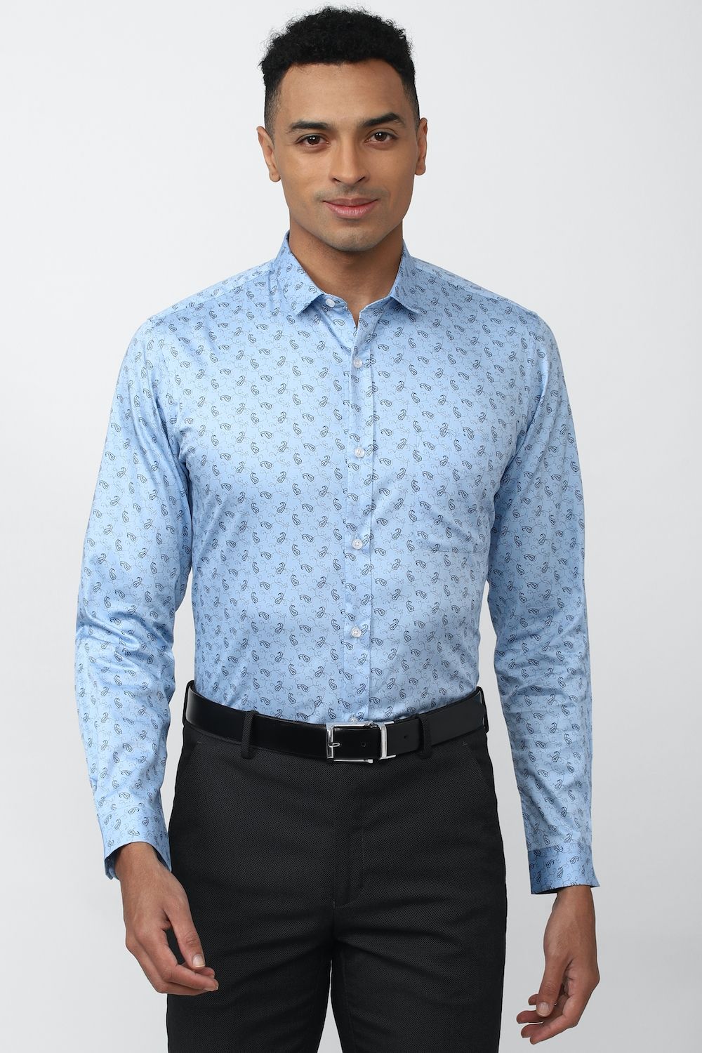 Men Blue Slim Fit Formal Full Sleeves Formal Shirt