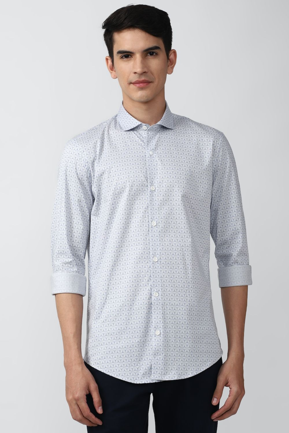 Men Blue Athletic Fit Formal Full Sleeves Formal Shirt