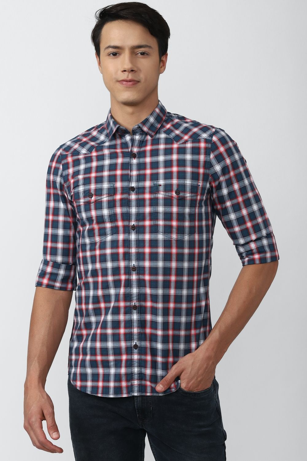 Men Multi Super Slim Fit Check Full Sleeves Casual Shirt