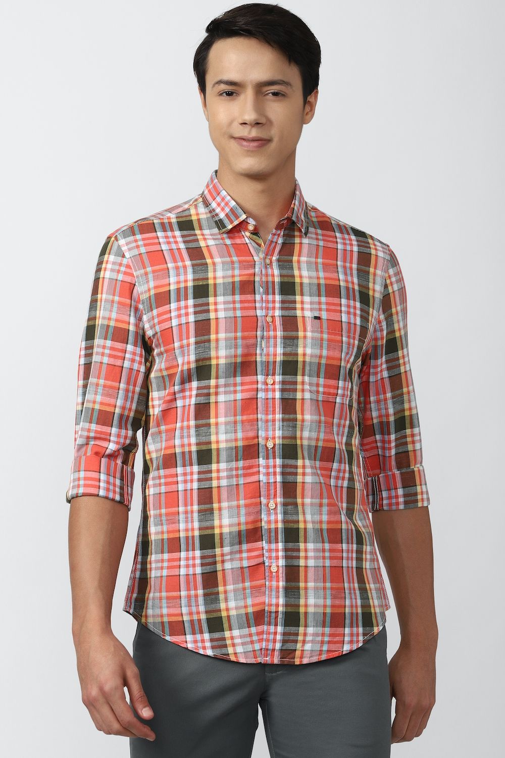 Men Multi Super Slim Fit Check Full Sleeves Casual Shirt