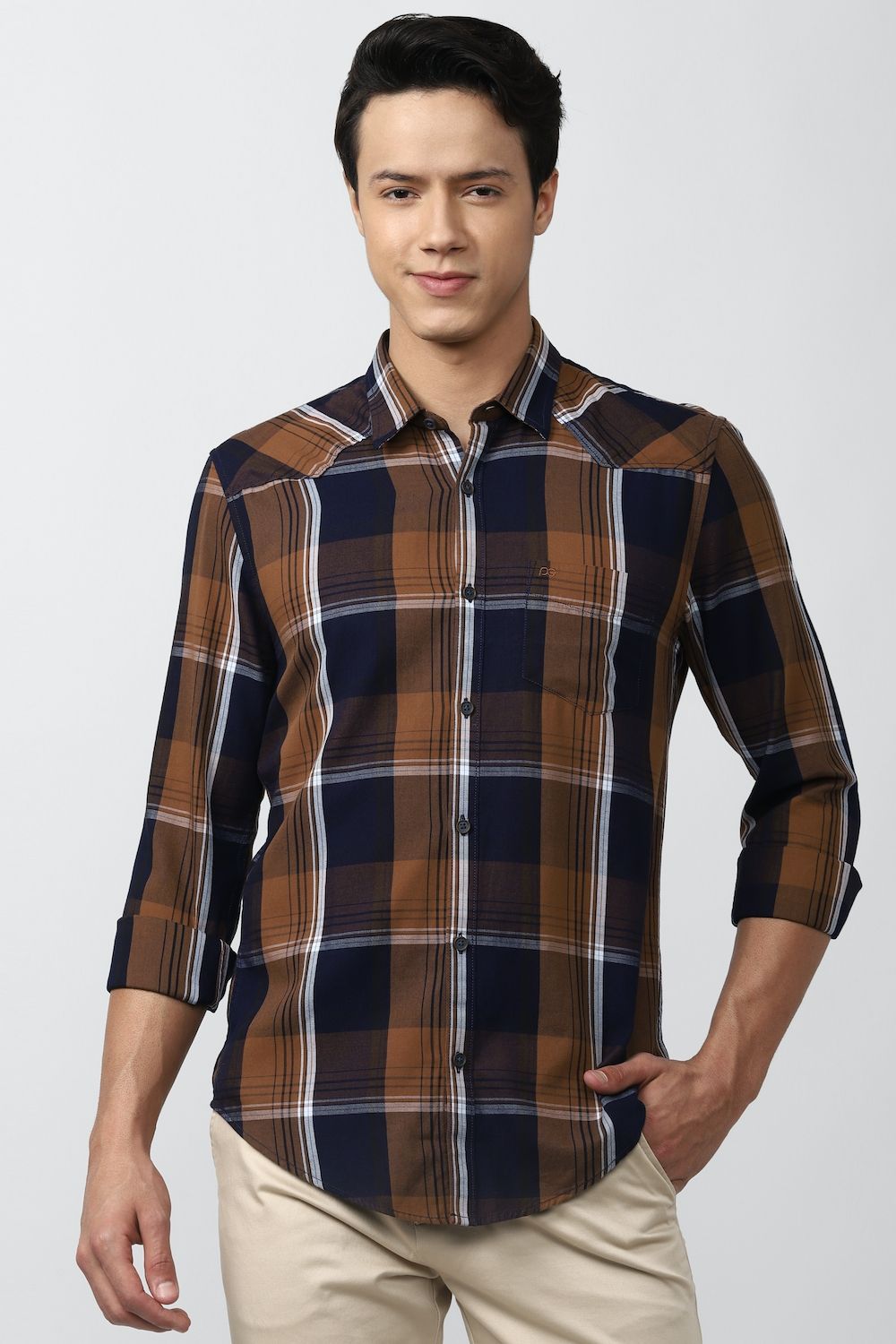 Men Multi Super Slim Fit Check Full Sleeves Casual Shirt