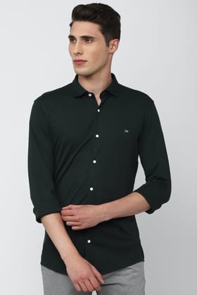 Men Green Athletic Fit Formal Full Sleeves Formal Shirt