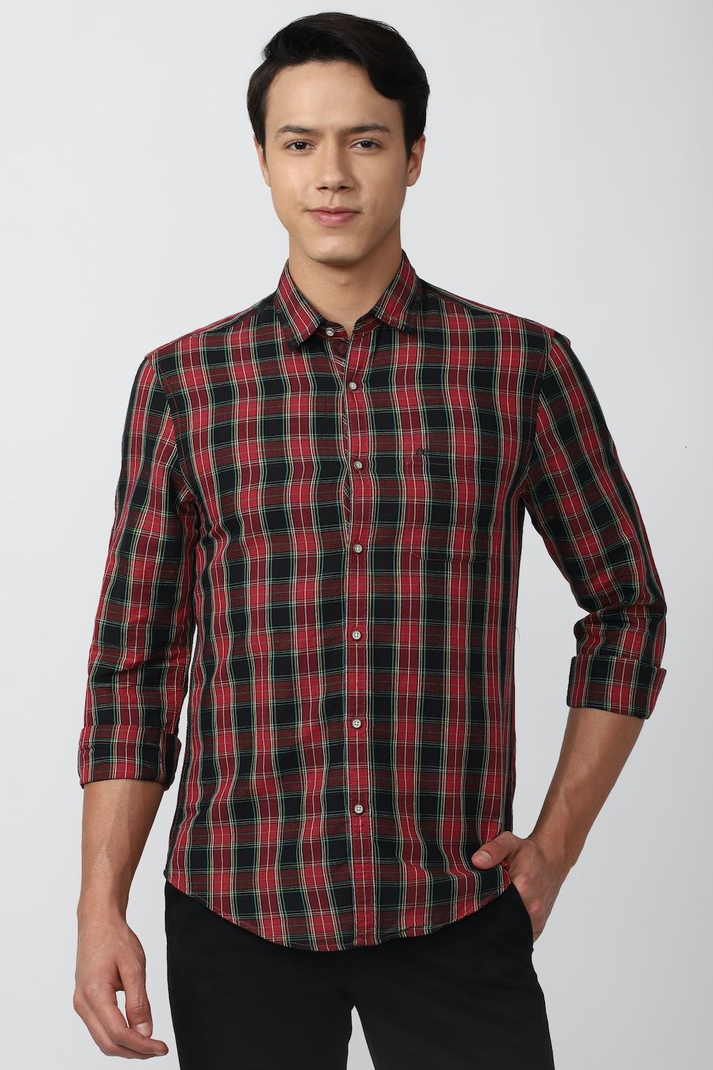 Men Multi Super Slim Fit Check Full Sleeves Casual Shirt