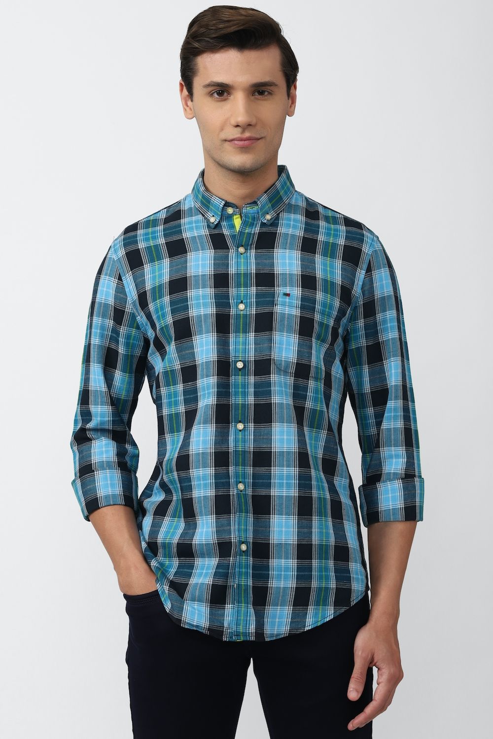 Men Multi Super Slim Fit Check Full Sleeves Casual Shirt