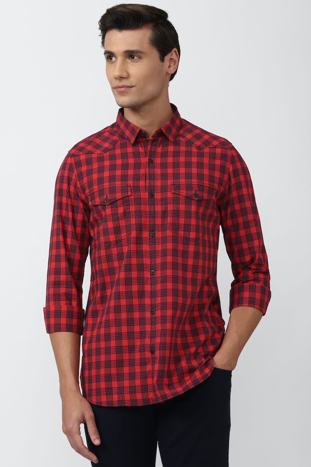 Men Multi Super Slim Fit Check Full Sleeves Casual Shirt