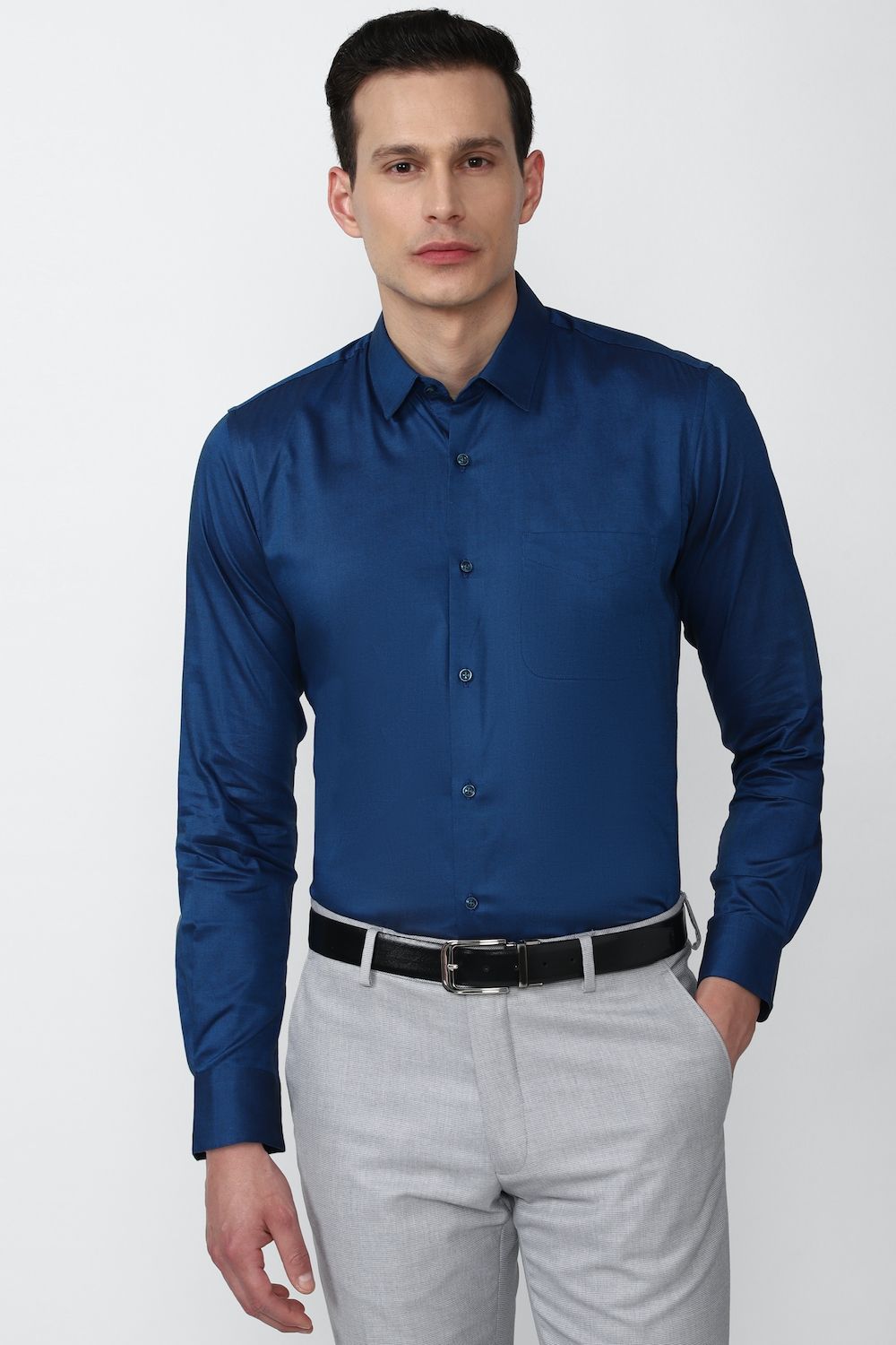 Men Blue Regular Fit Formal Full Sleeves Formal Shirt
