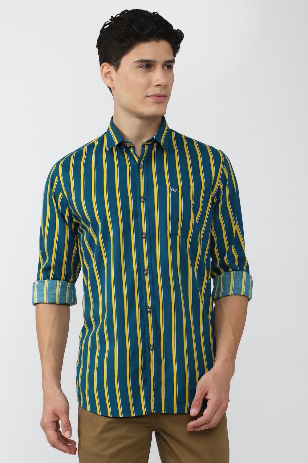 Men Multi Slim Fit Stripe Full Sleeves Casual Shirt