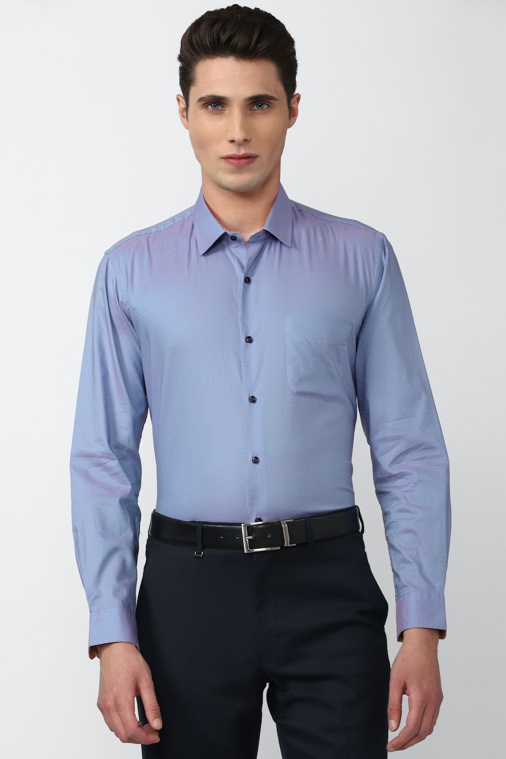 Men Blue Regular Fit Formal Full Sleeves Formal Shirt