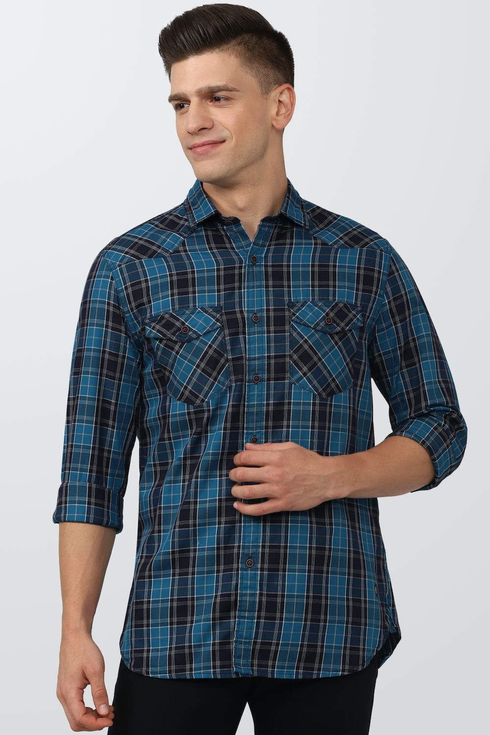 Men Multi Super Slim Fit Check Full Sleeves Casual Shirt