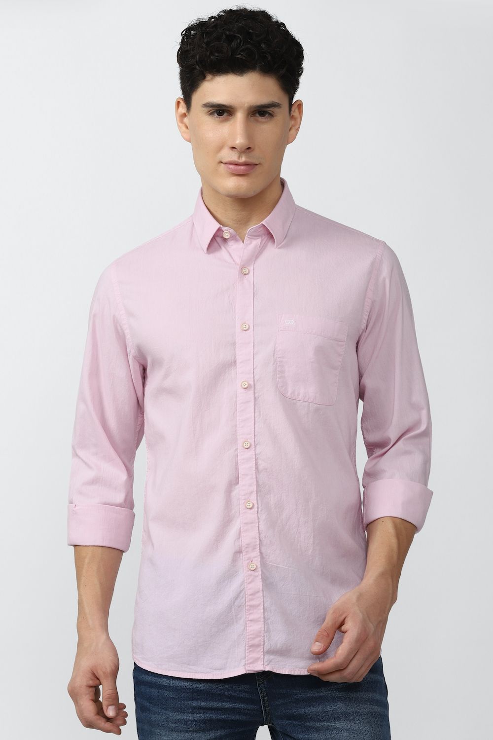 Men Pink Slim Fit Solid Full Sleeves Casual Shirt