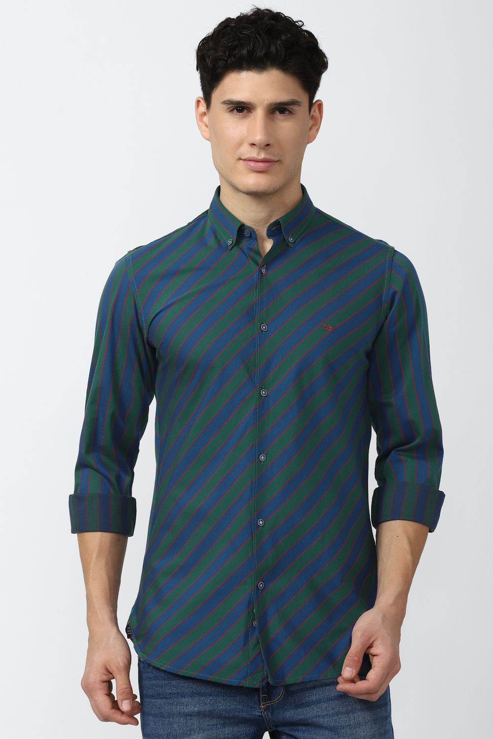 Men Blue Slim Fit Print Full Sleeves Casual Shirt