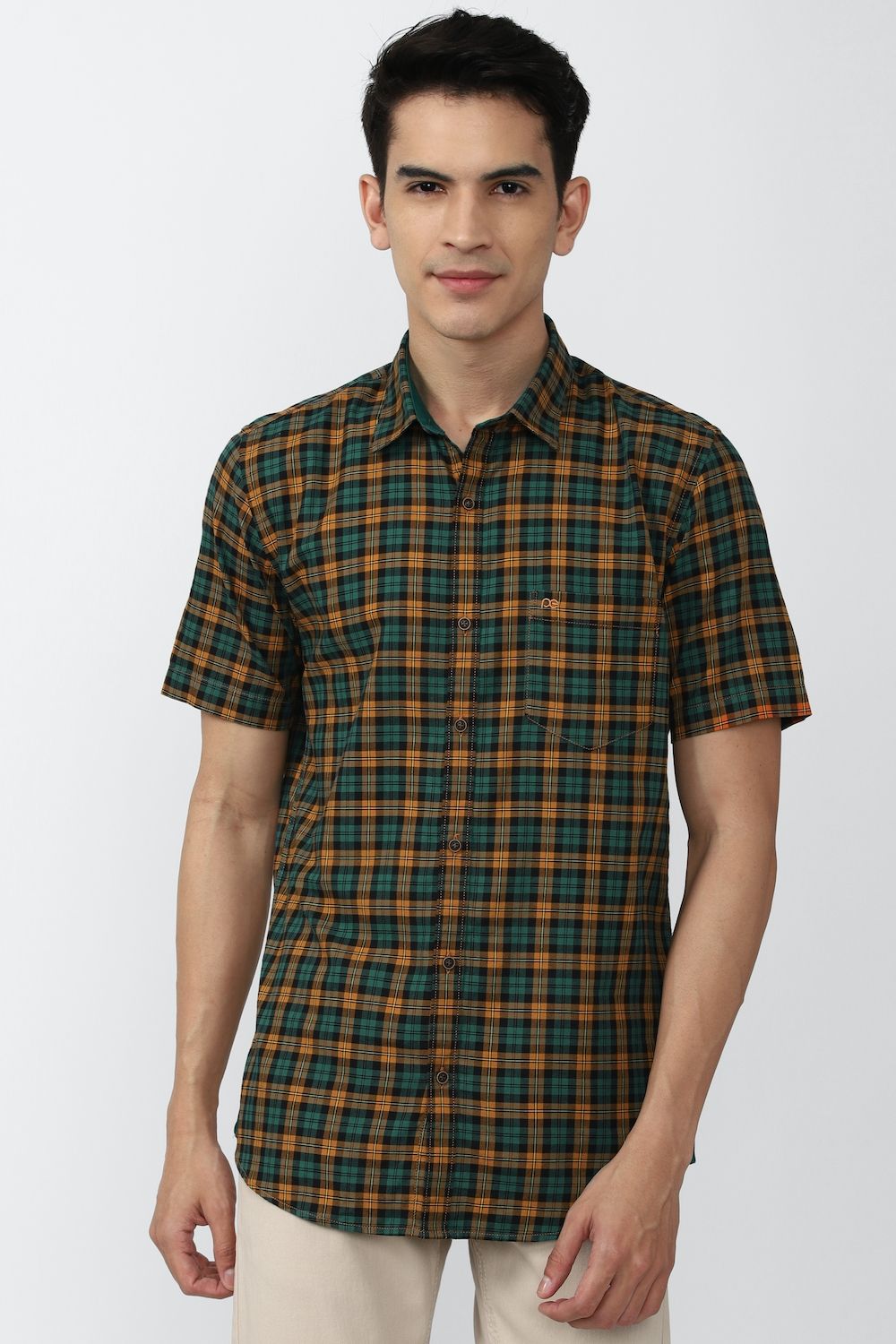 Men Multi Slim Fit Check Half Sleeves Casual Shirt